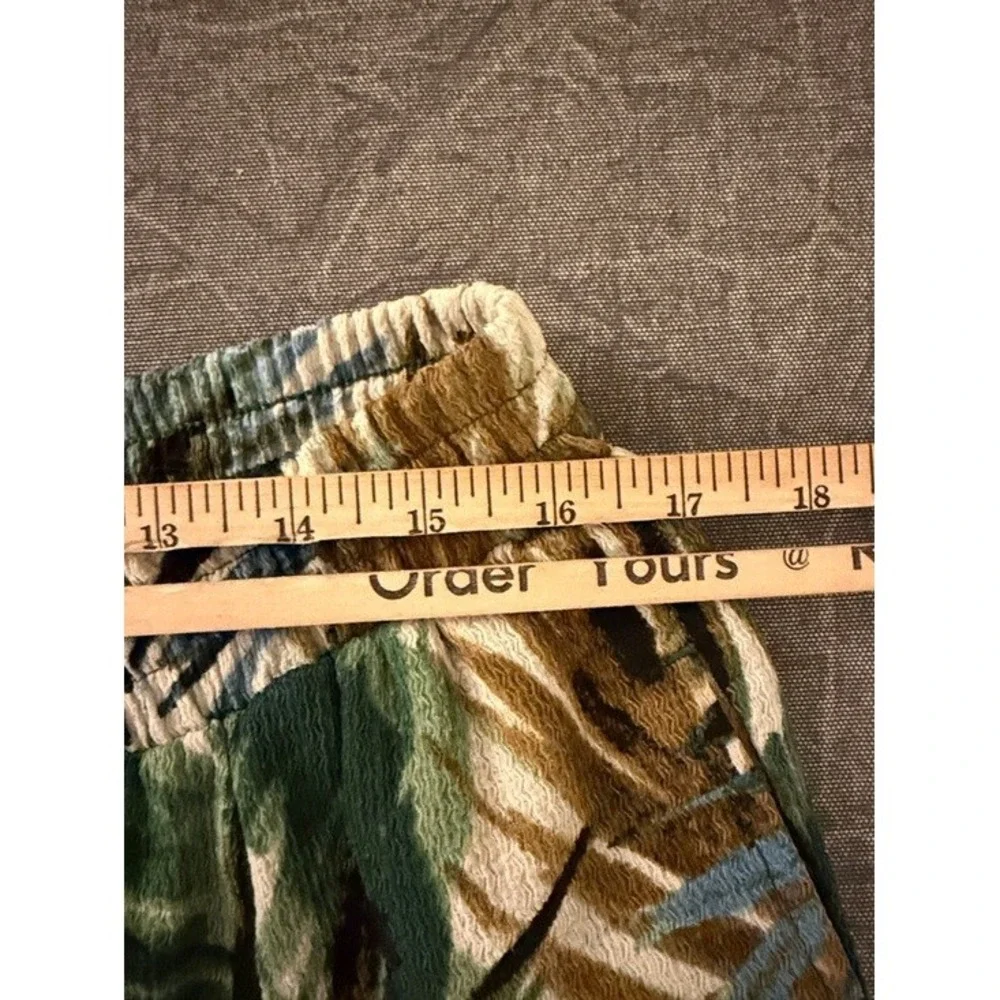 SOHO‎ Apparel Ltd Tropical Palm Print Wide Leg Crop Pants Green Blue 1X 78108156